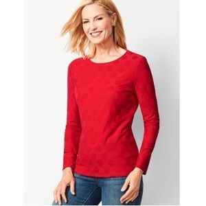 TALBOTS | CREWNECK TEE - JACQUARD DOT RED